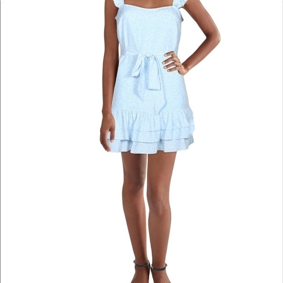 Lilkely Charlotte Ruffled Women’s Blue Belted Mini Dress Sz 12 NWT - Picture 5 of 16